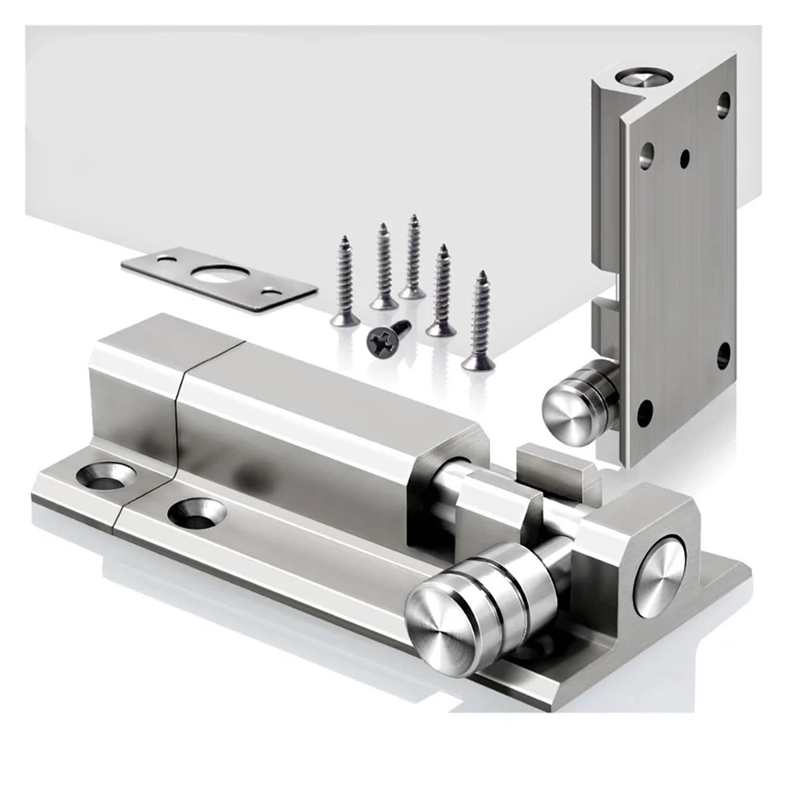 1 Juego de pestillo puerta acero inoxidable, Perno bloqueo seguridad, corredera, ventana, barril, Hardware barra(Silver12cm)