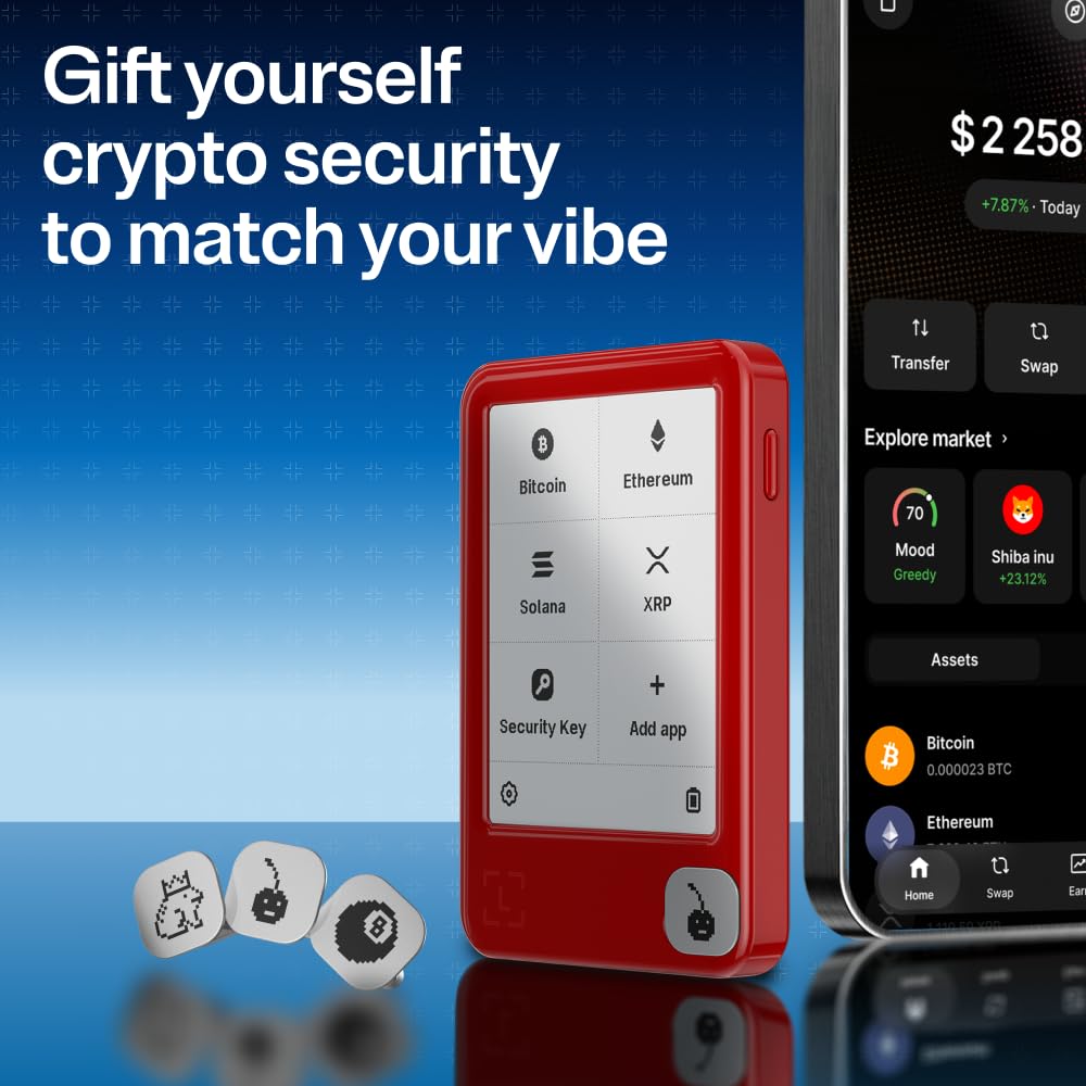 Ledger Nano Gen5 Krypto-Wallet Touchscreen Signer Kirschrot