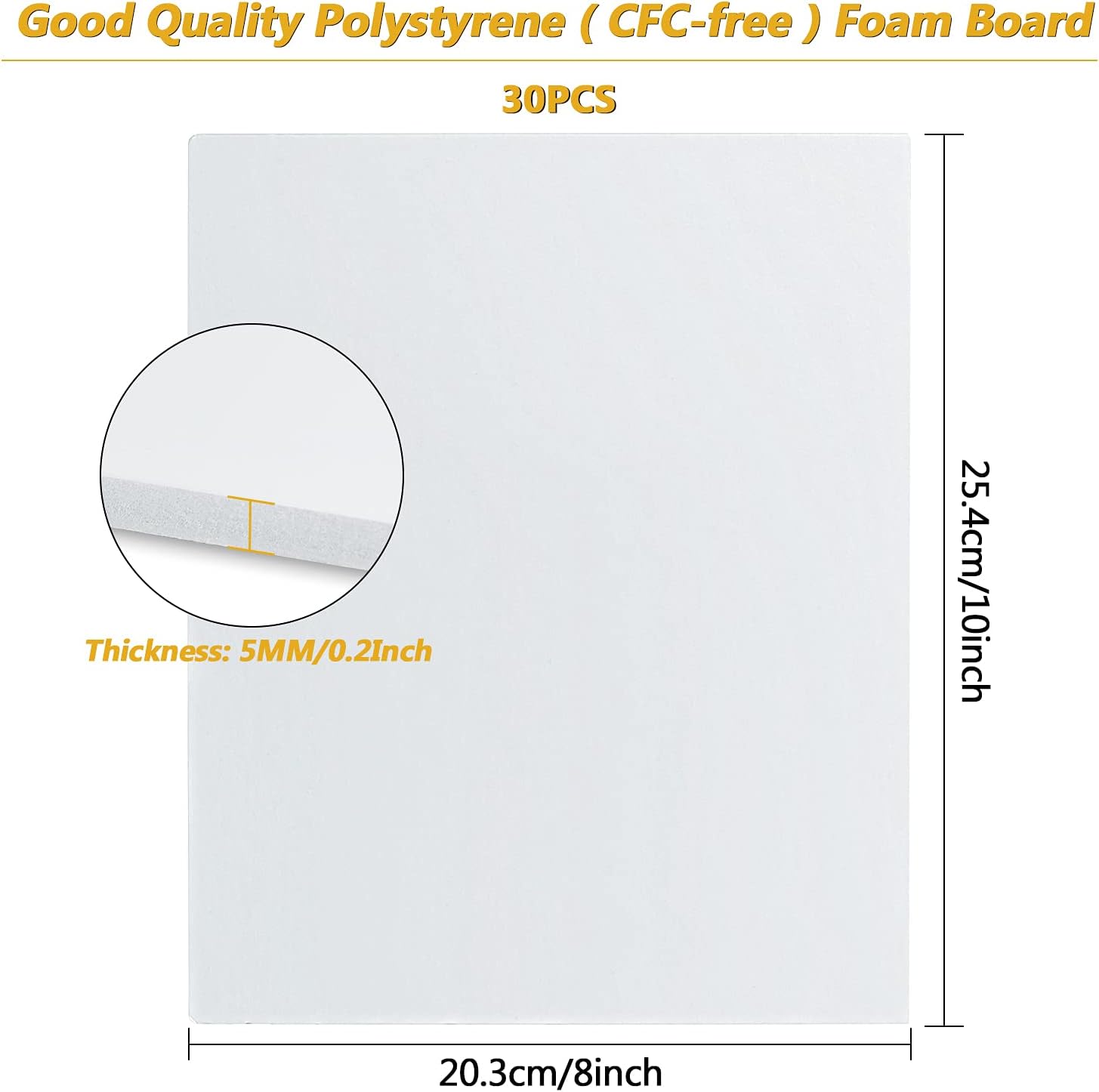 16 Pack Foam Boards 11.7"x16.5", Dveda 0.2" Thick White Foam Core Backing Board, Polystyrene Foam Sheet for Presentations, School, Office Artwork Display, Mounting Photographs : Office Products