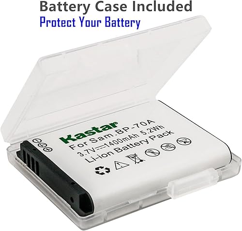 Miniatura 2 de Kastar Paquete de 1 batería BP-70A y cargador cuádruple compatible con Samsung WB50F, WB51F, WB52F, WP10, AQ100, DV50, DV90, DV100, DV101, DV150F,