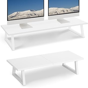TEAMIX 31.5 inch+24 inch Monitor Stand for Desk, Sturdy TV/Screen/PC/Printer/Laptop Riser,Computer Shelf with Storage TV Holder for Home Office