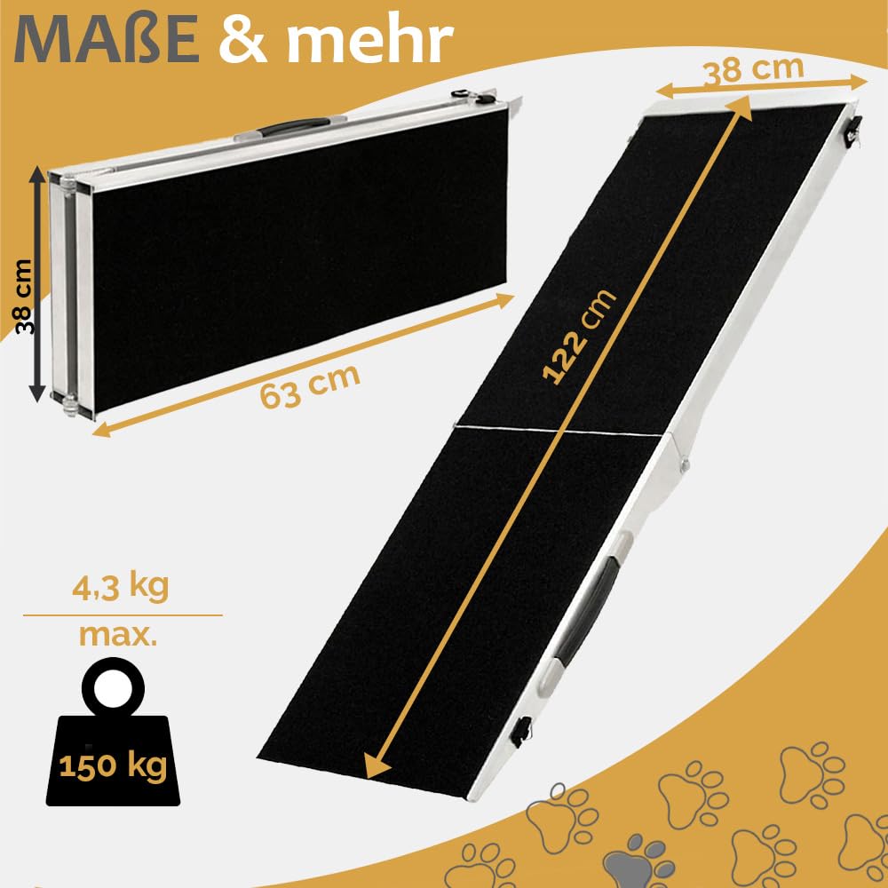 Petigi Rampes pour Chiens pour Voitures Aluminium Antidérapantes Capacité de Charge 70 kg 90 kg 150 kg