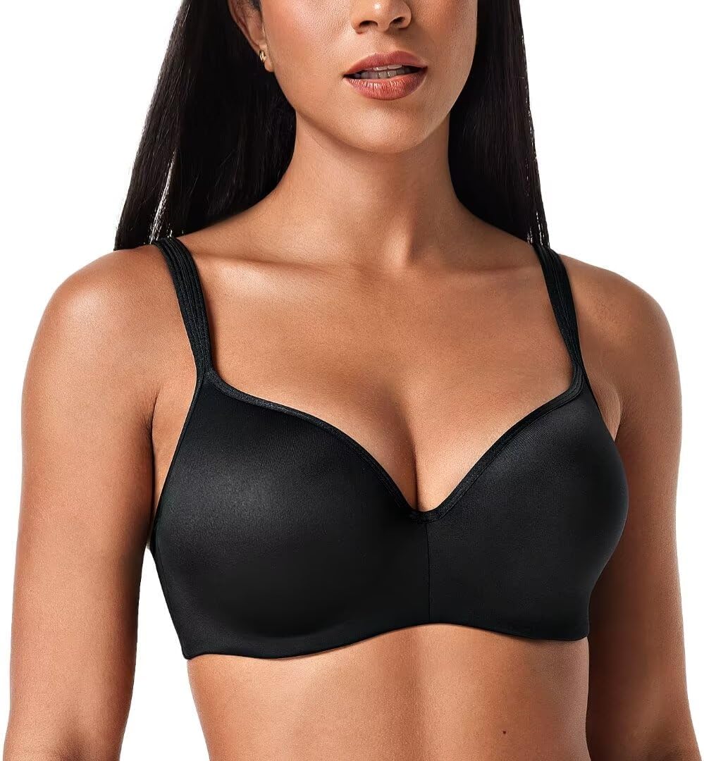 Deyllo Women's Underwire Bra Full Coverage Padded Cup T Shirt Bras Back Smoothing