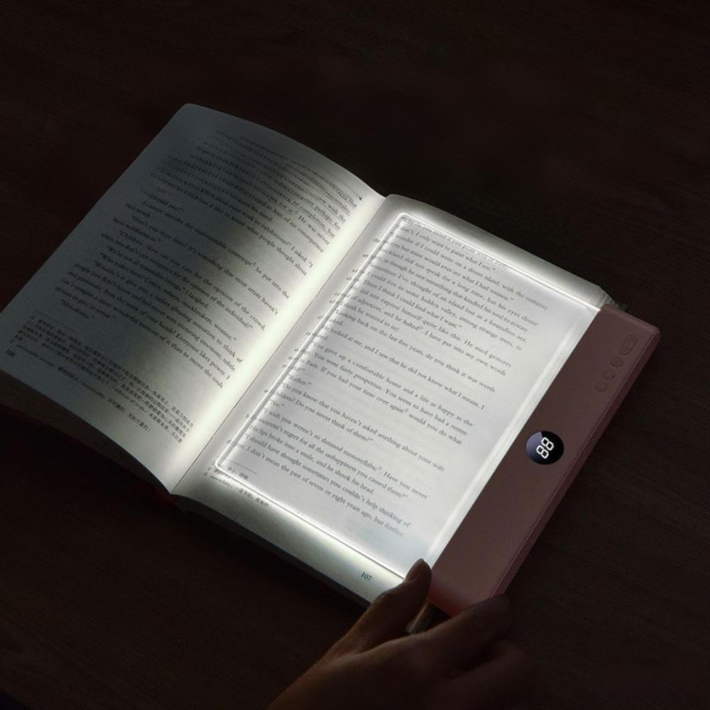 Flat Book Lamp, LED Reading Lamp with Night Light, Dimmable in 3 Colours and Lamps with Timer, Portable Book for Reading Night, for Bedroom, Library, Work, Camping, Travel