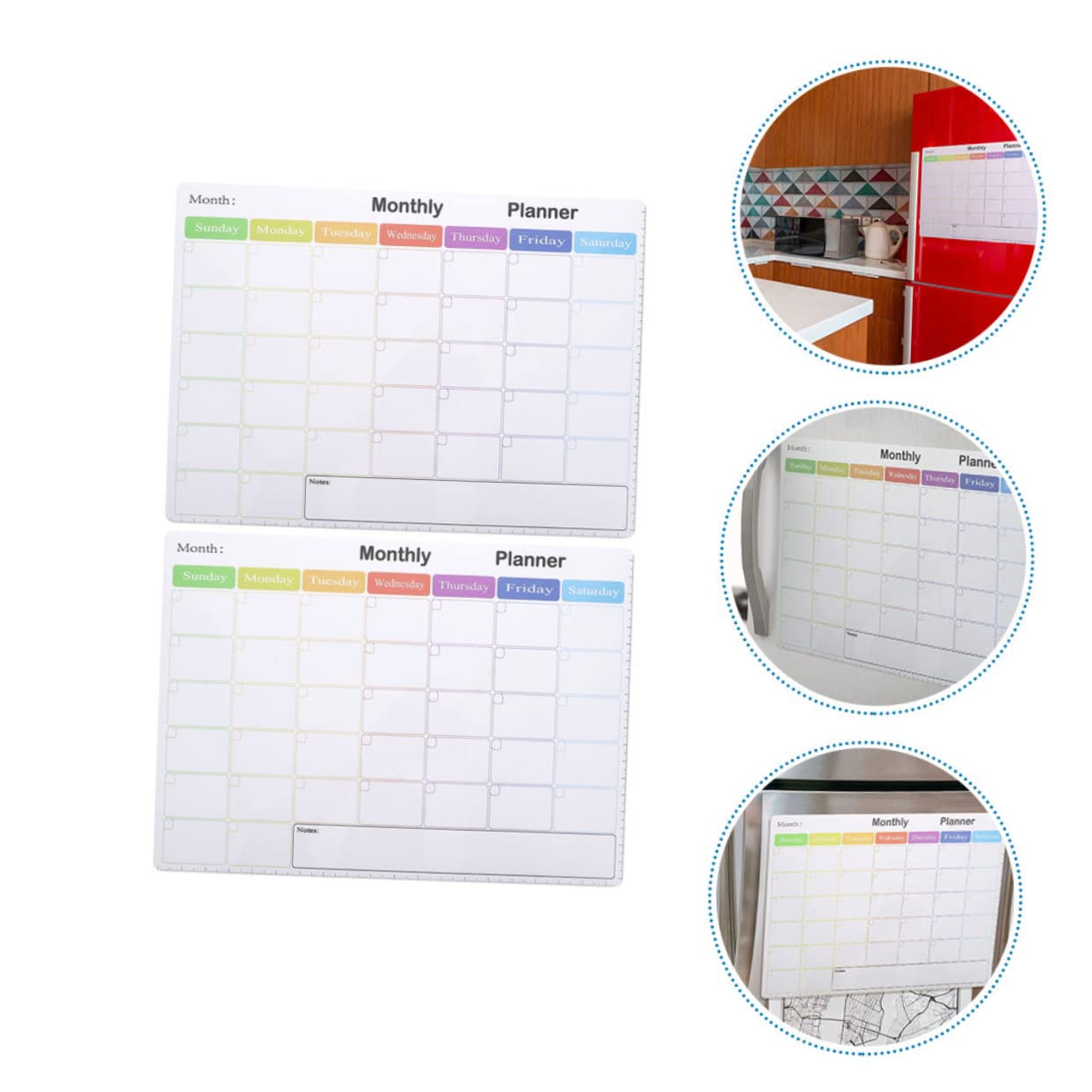 NUOBESTY 2 Stück Magnetische Kühlschrankplanungstafel Wiederverwendbarer Whiteboard Kalender mit Aufgabenliste für Haushalt und Büro