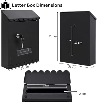 Assorted Collections Wall Mounted Post Box for Home, Garden and Office