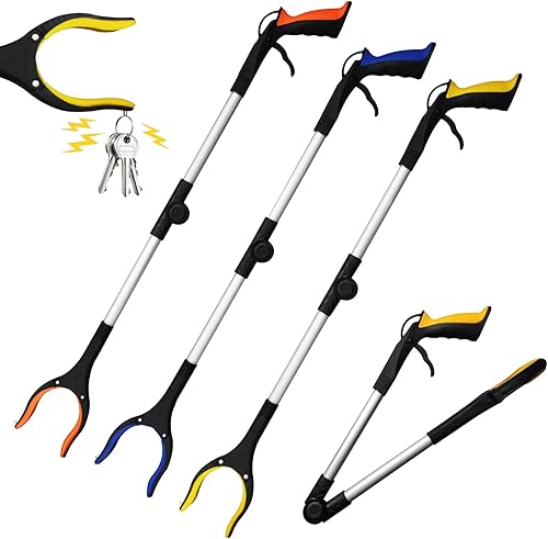 3 unidades de recogedor de basura, herramienta de agarre de 32 pulgadas de largo, herramienta de agarre para ancianos, herramienta de alcance,