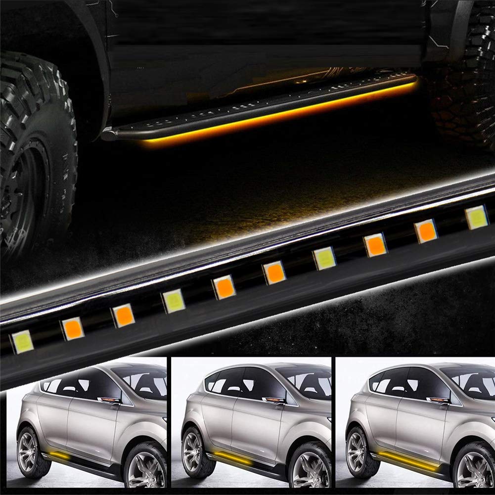 OPL5 2PCs Truck LED Running Board Lights Sequential Amber Led Side
