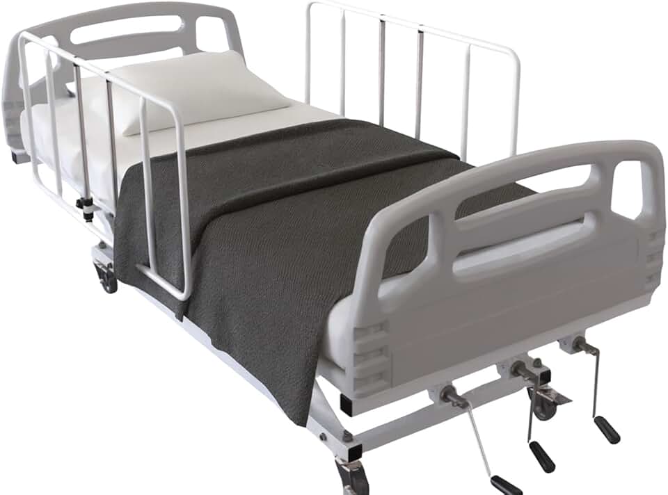 Cama Hospitalar Manual 7 Movimentos com Elevação da Altura do Leito com Colchão D28 Grades Semi Luxo