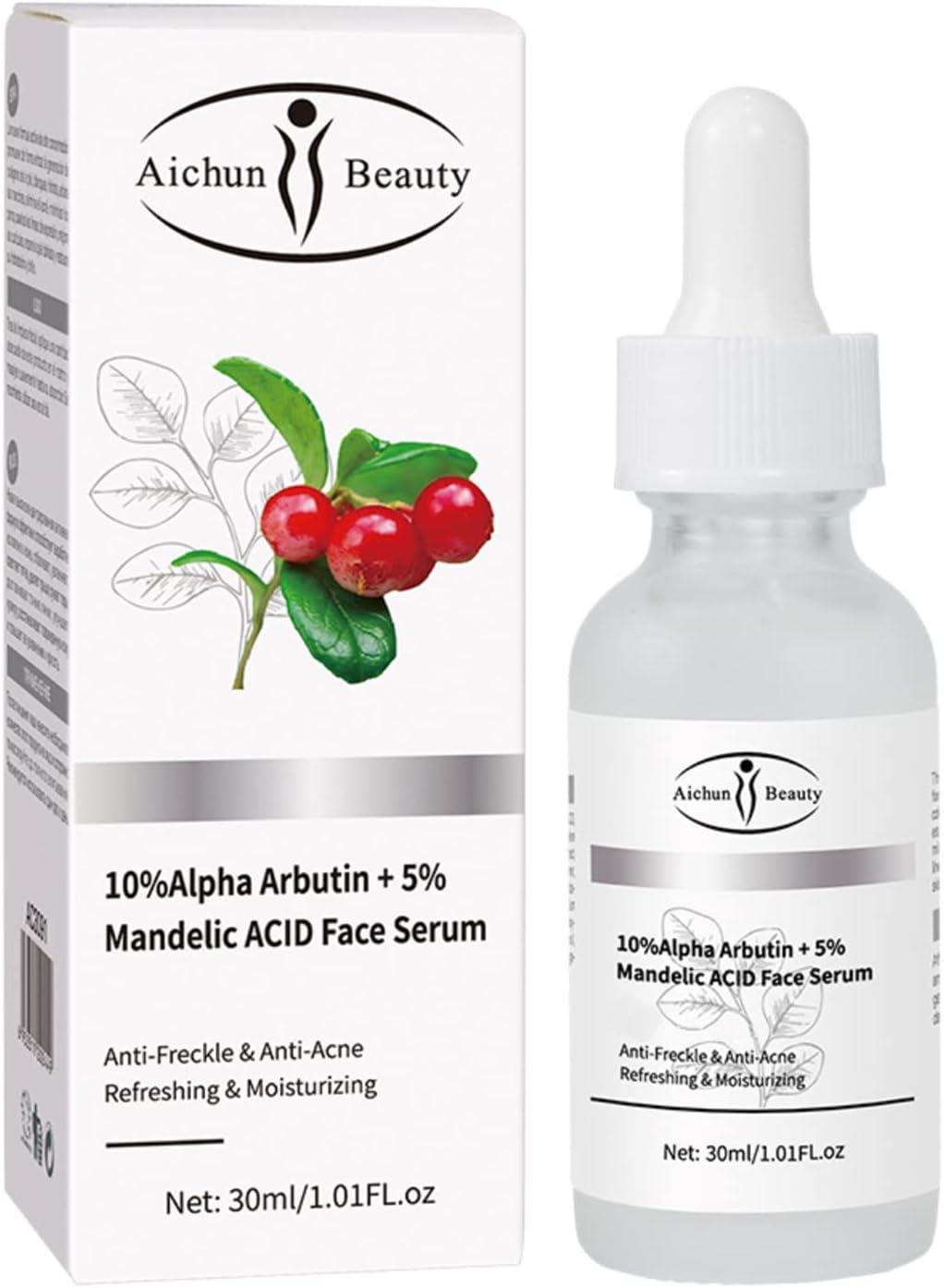 AICHUN BEAUTY Face Serum Eye Essence Anti-Wrinkles Anti-Acne Oil-Control Anti-Freckle Refreshing Moisturizing Purifying Shrink Pores 30ml 1.01FL.oz (10% Alpha Arbutin + 5% Mandelic ACID Face Serum)