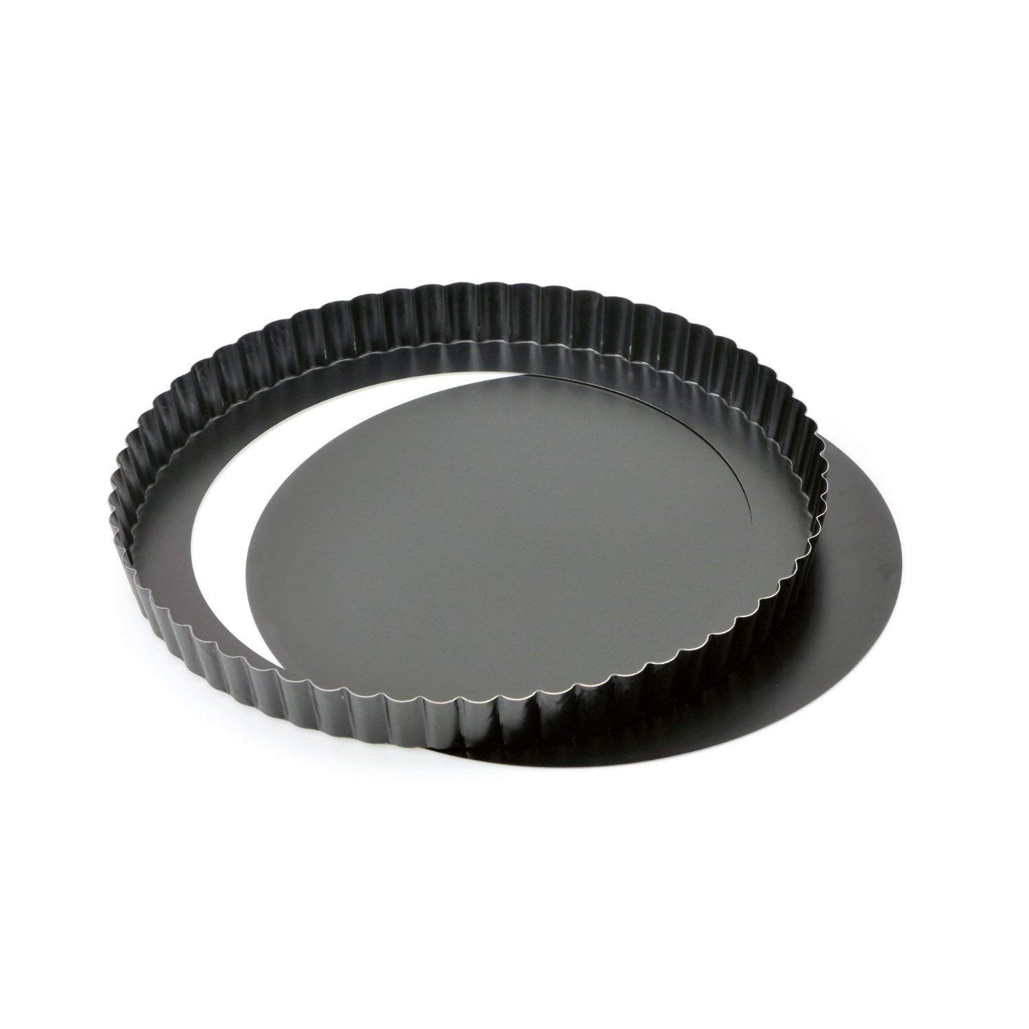 C&C GF - Molde de Horno Rizado con Base Extraíble - Molde para Quiche y Tarta - Molde para Tartaletas, Tartas, Quiche - Bandeja Estriada con Base Desmontable - Revestimiento Antiadherente - 24 cm