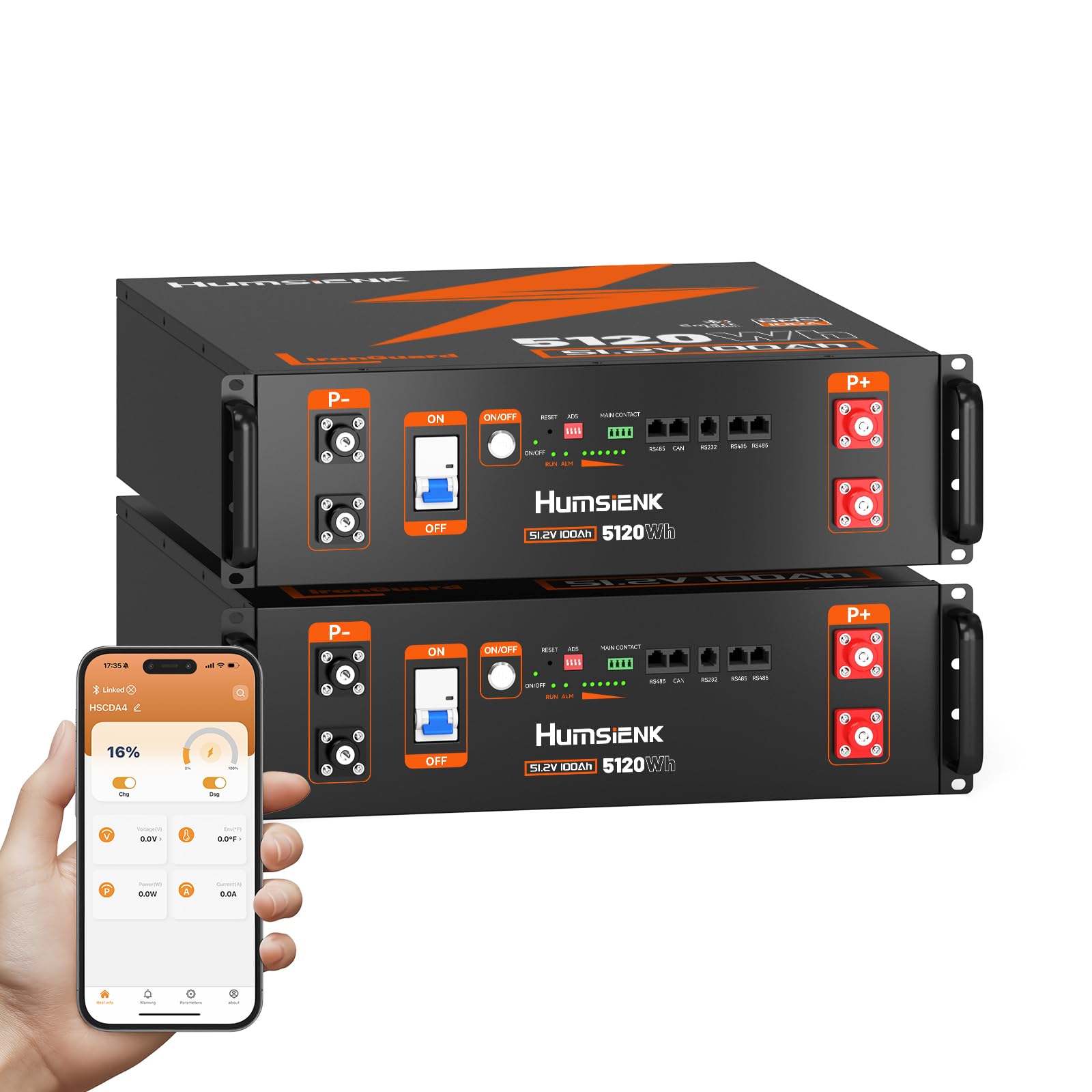 48V 100Ah (2 Pack) LiFePO4 Lithium Battery 3U Server Rack with Active Balance & BYD Cells, Max. 5120Wh & Bluetooth, 100A BMS, 15000+ Deep Cycles for Solar System, Home Energy Storage, Backup