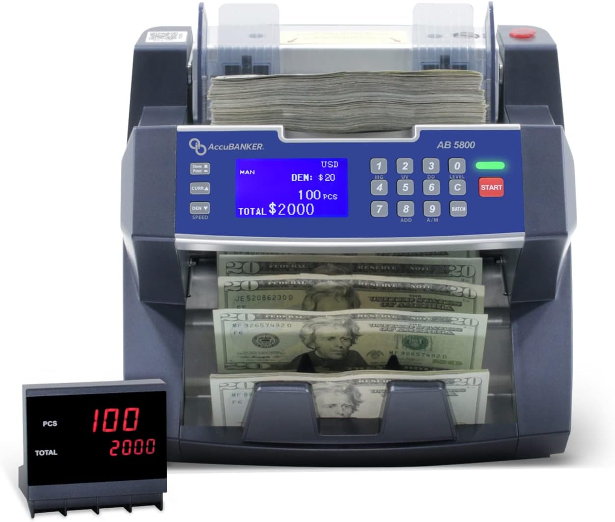 AccuBANKER AB5800 Bank Grade Multi-Currency Bill Counter with LCD Display