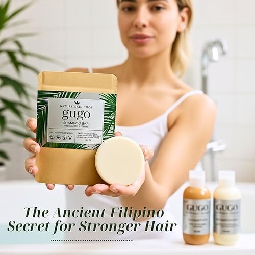 Miniatura 3 de Nature Skin Shop Gugo Barra de champú para el crecimiento y adelgazamiento del cabello, tratamiento anticaídas con biotina y cafeína, sin sulfatos,