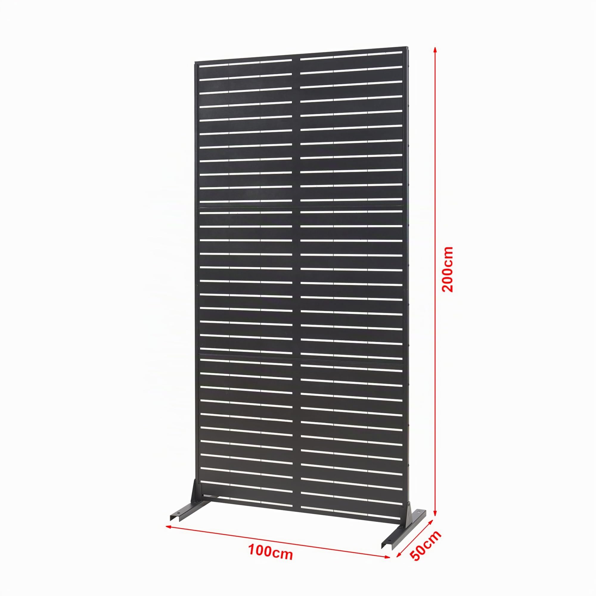 casa.pro Paravent Trolu Indoor Trennwand Raumteiler für Wohnzimmer Büro Metall 200 x 100 x 50 cm Raumtrenner freistehend Lamellenoptik Schwarz
