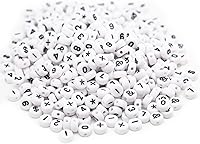 Vista 6 de 500 cuentas acrílicas con símbolos de números, fondo blanco, números negros para hacer joyas, pulseras de amistad