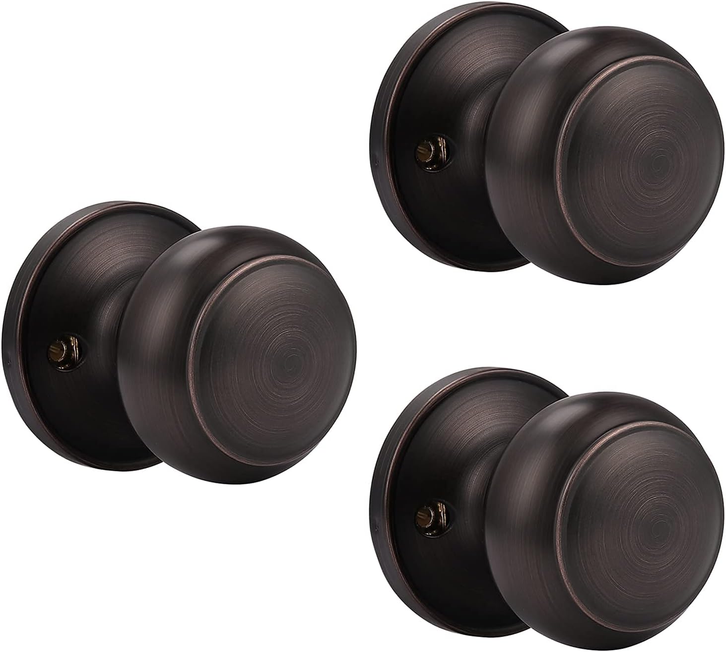 Probrico(4 Pack Passage Door Knobs and (3 Pack) Dummy Door Knobs Bundle, Oil Rubbed Bronze Interior Door Knobs for Hall Closet and Balcony Pantry