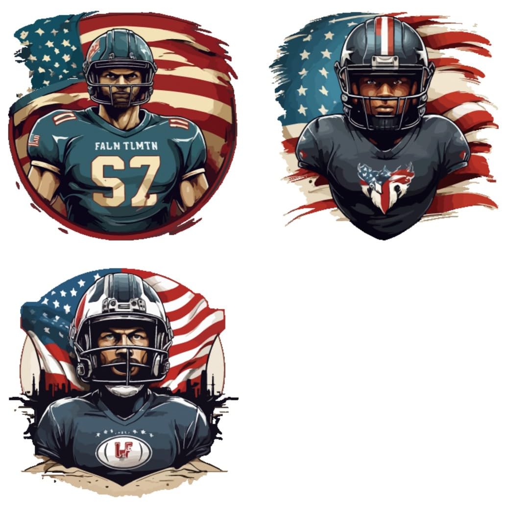 American Football Iron On Transfers - Heat Transfer Vinyl Decals Patches Design - Stickers T-Shirts Clothing Hats Pillows Backpacks for Women Crafts (P3)