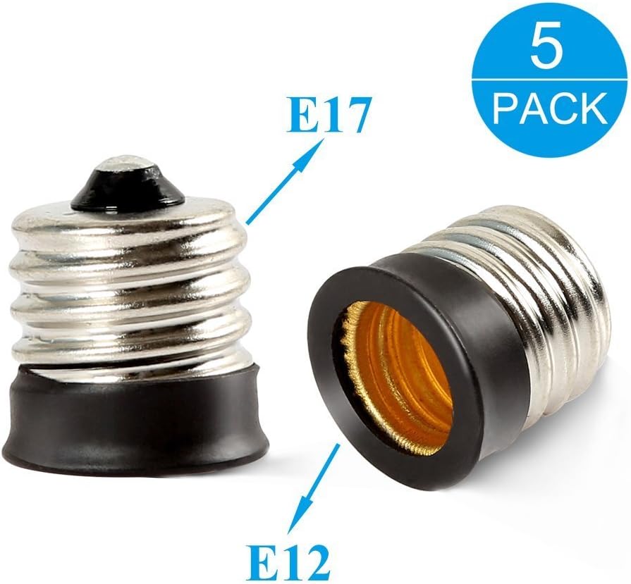 ❤ Crazy Deals Electop E17 to E12 Socket Adapter Converter,Intermediate E17 Base Convert to Candelabra E12 Base,Black Lamp Holder(5 Pack)