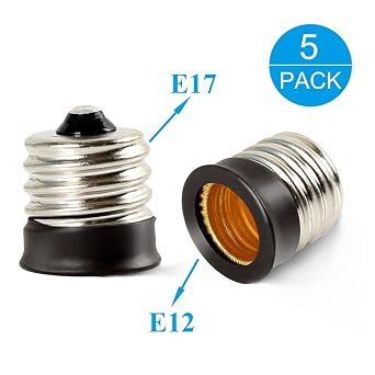 ELECTOP E17 to E12 Socket Adapter Converter,Intermediate E17 Base Convert to Candelabra E12 Base,Black Lamp Holder(5 Pack)