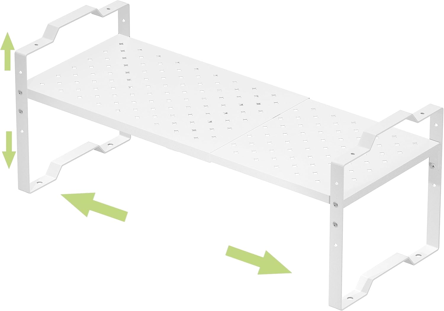 Expandable Shelf for Cabinet Organizer Adjustable Stackable Spice Rack at Kitchen and Bathroom More, Counter Countertop Cupboard Organization Pantry Storage (1 Pack/White, Large) 1 Pack/White LARGE:10.1"D x 16.5"~27.1W x 10.6"H