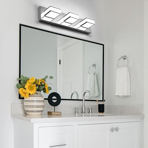 Miniatura 4 de Lámparas LED modernas para tocador de baño, 3 luces LED de acero inoxidable, iluminación LED sobre el fregadero, lámpara de baño acrílica de 21 W,