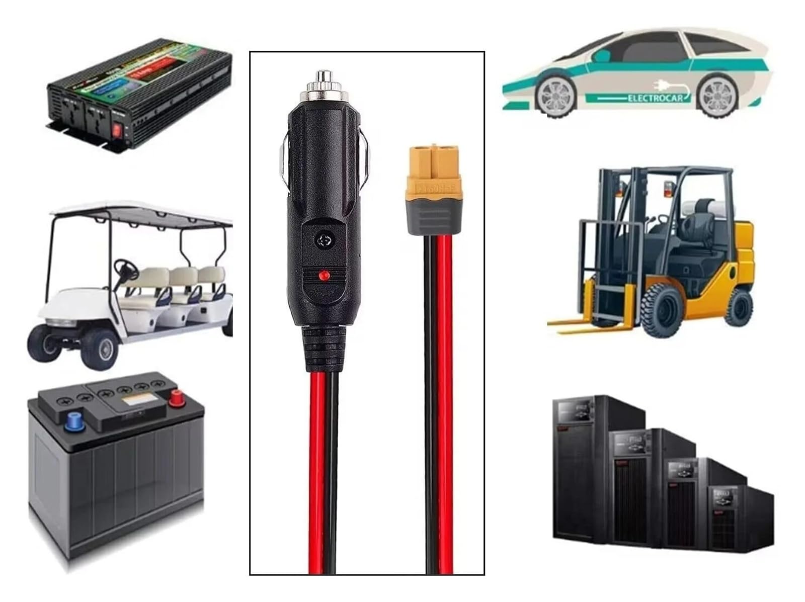 XT60 - Cable de carga para encendedor de cigarrillos de 14 AWG 12 V 24 V para estación de energía (3 m)