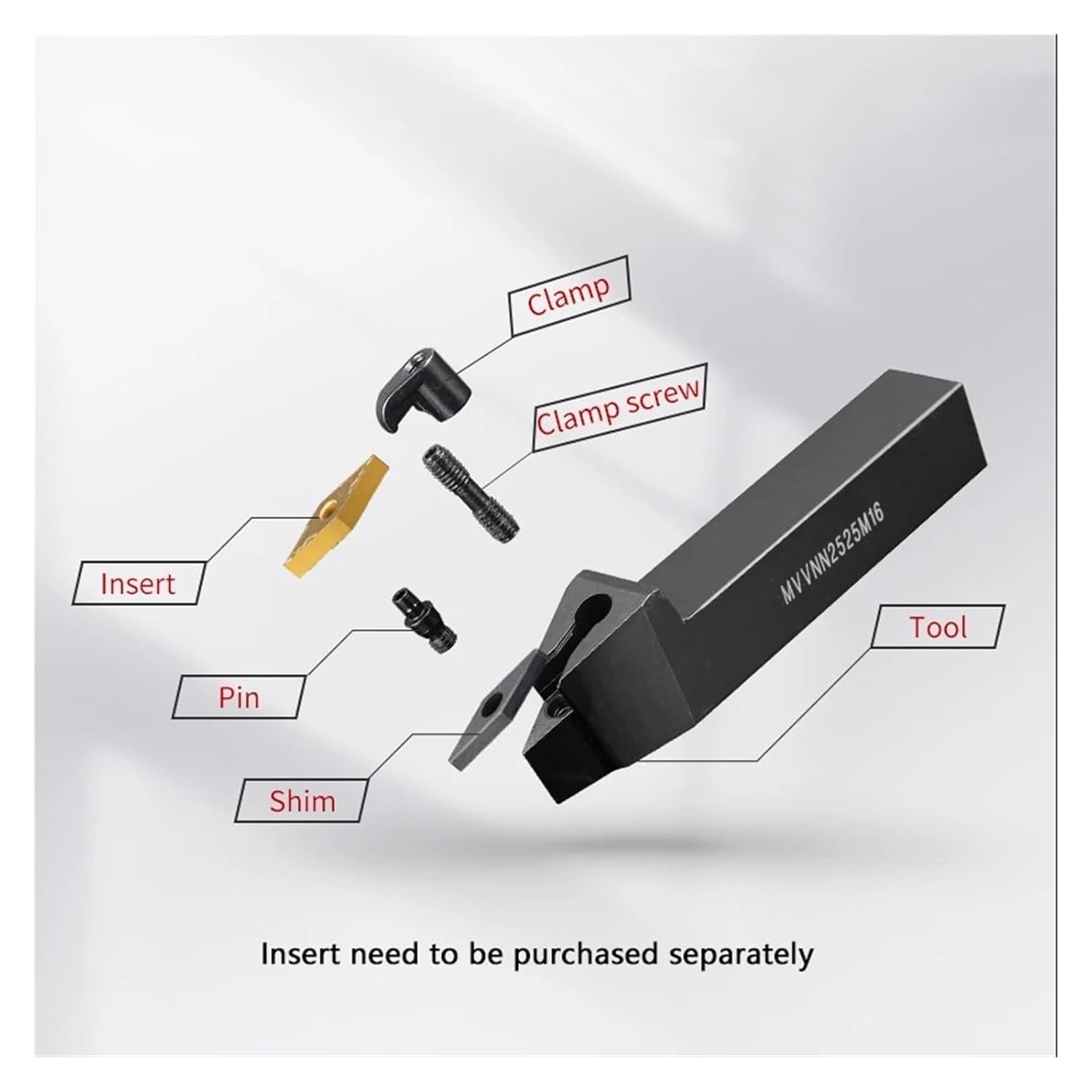 Turning Indexable Inserts Carbide 1PCS MVVNN2525M16 External Turning Tool Lathe Bar Holder Cutting Cutter