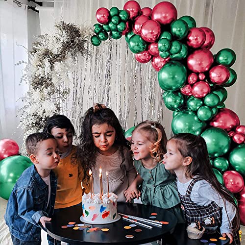 Image of Just Party 25Pcs Red & 25Pcs Green Metallic Chrome Balloons with Shiny Surface For Birthdays /Anniversary /Engagement /Baby Shower /bachelorette Party Decorations (Pack of 50)