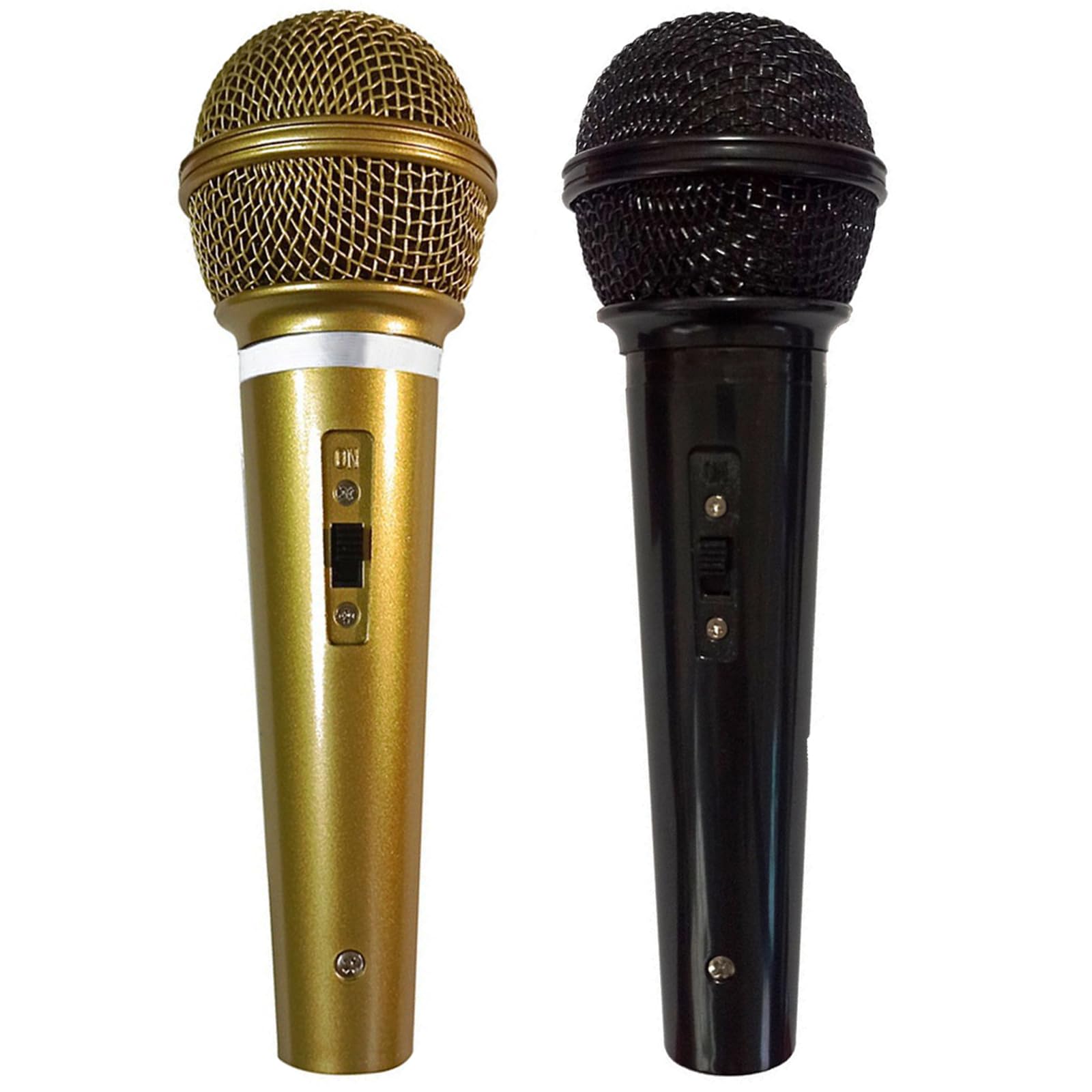 2-Piece Fake Microphone Prop Set, Gold and Silver Tool Microphone Models, Non-Functional Simulation Mic, Stage Performance