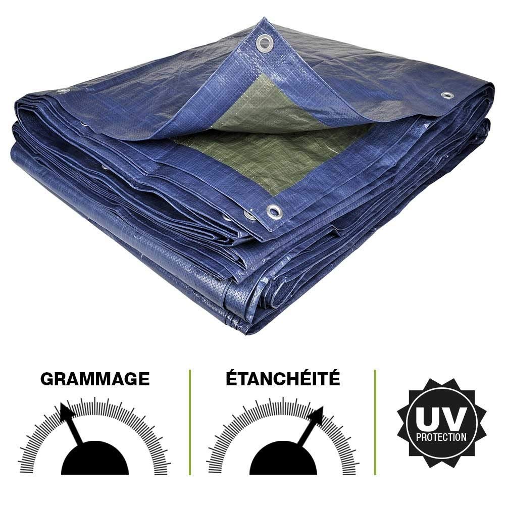 TERRE JARDIN Bâche Professionnelle 120g/m2 polyéthylène œillets métal