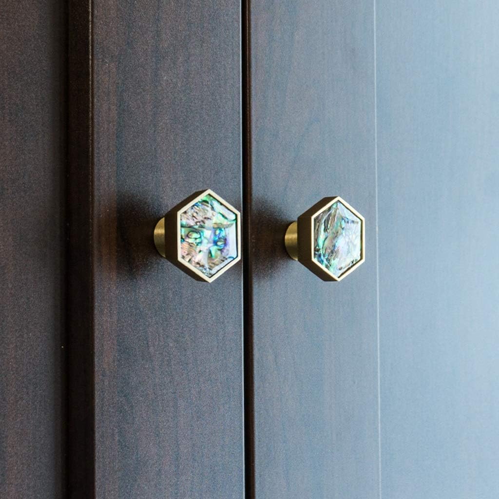 2 pcs Brass Furniture Handles Elegant Door Knobs and for Cabinet Kitchen Cupboard Drawer Pulls Wall Hanging Hooks Shell Resin