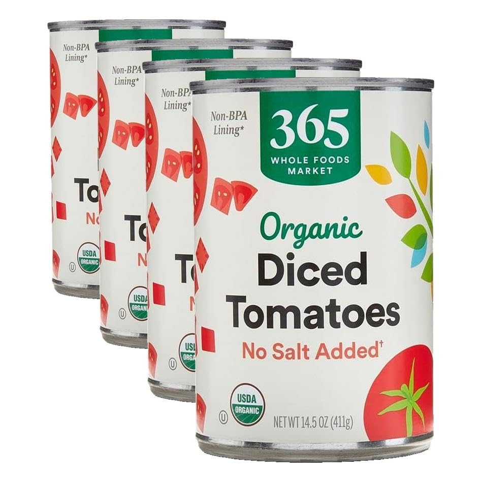 365 by Whole Foods Market, Organic Diced Tomatoes No Salt Added, 14.5 Ounce (Pack of 4)