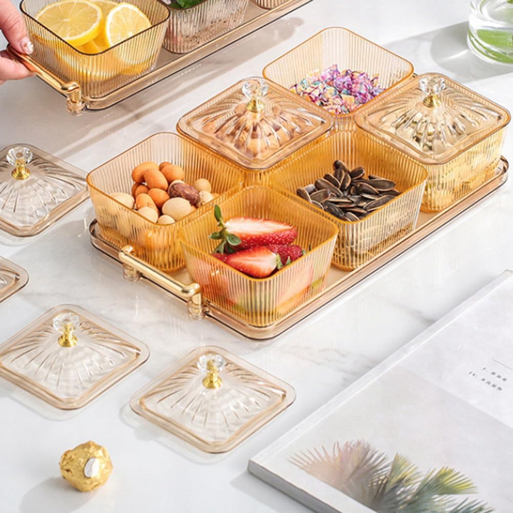 Pter para aperitivos y frutos secos de 6 compartimentos, bandeja versátil con cuencos para fiestas, entretenimiento y aperitivos saludables, ideal para reuniones