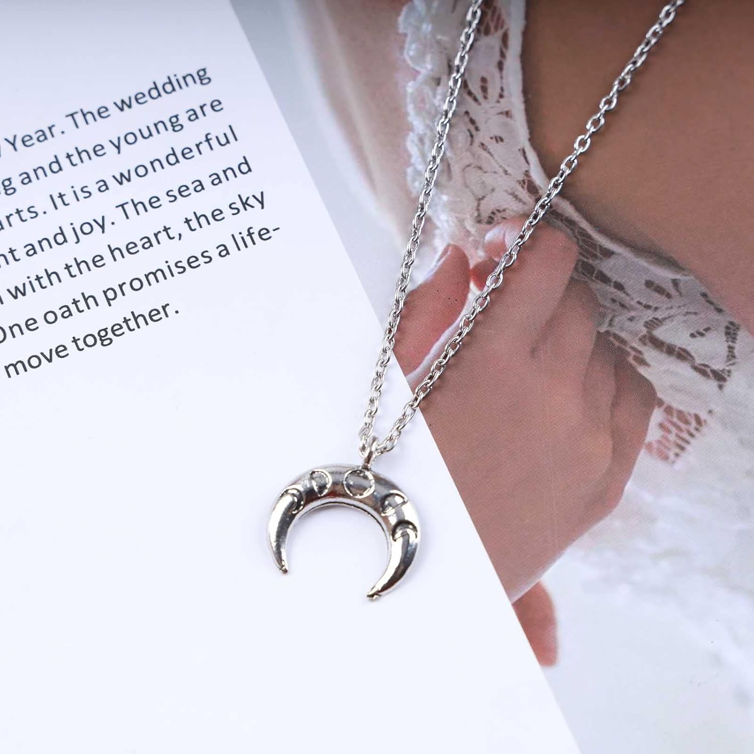 Boho Moon Crescent Choker Necklace Half Moon Pendant Necklace Silver Crescent Necklace Double Horn Necklace Jewelry for Women - Image 4