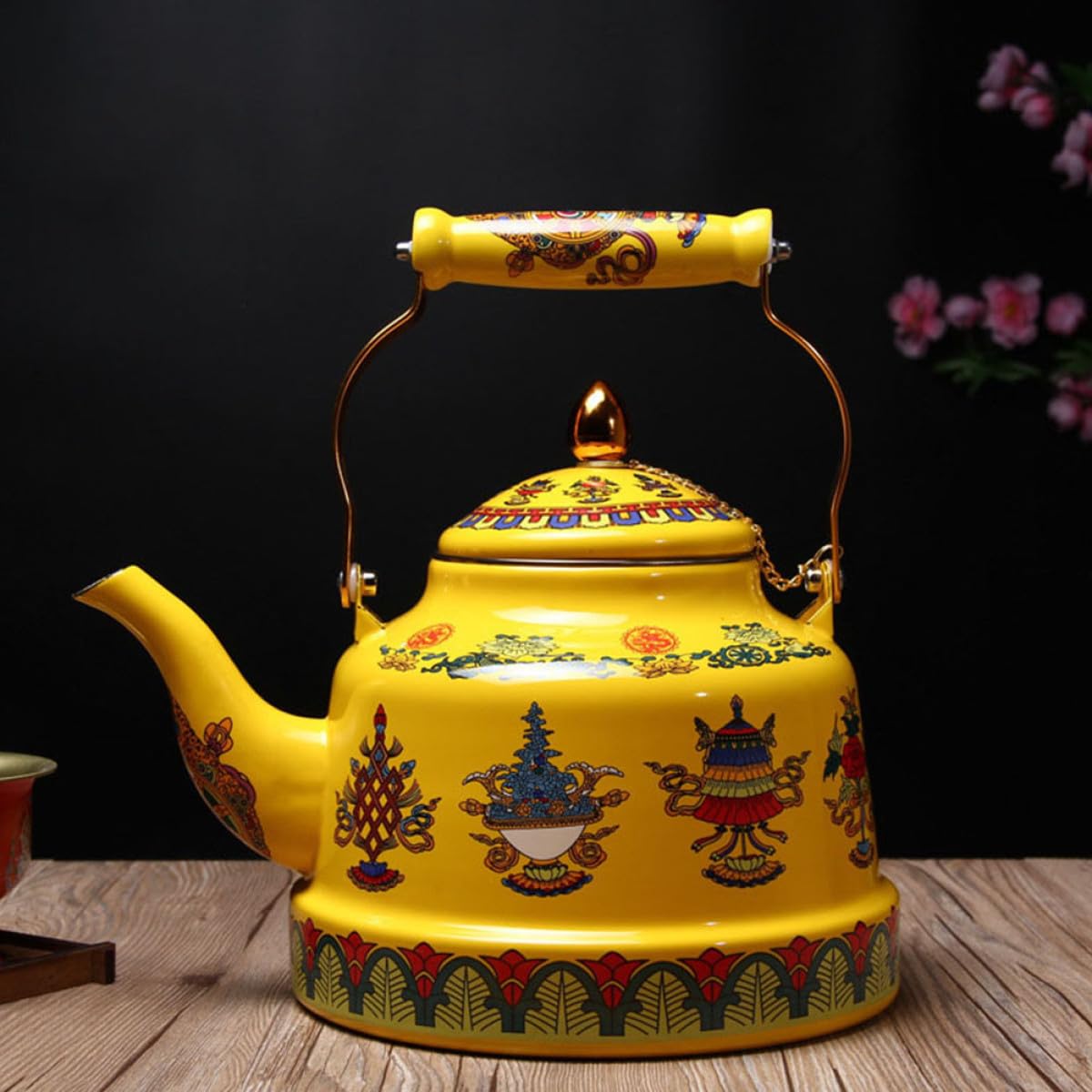 Tetera de Esmalte Filtro para Infusión de Té, Segura y Ahorra, Material Cerámico Artística Adecuado Hogar y Oficina