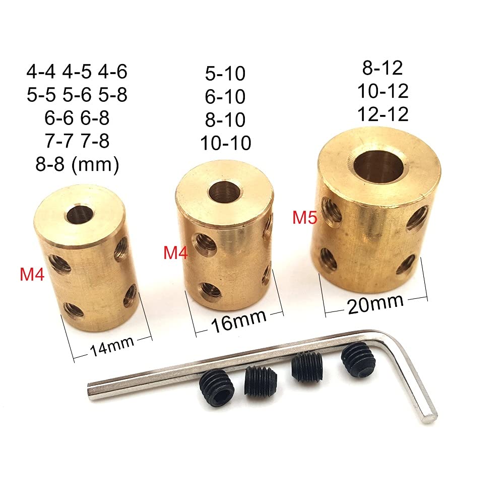 WAAZVXS Coupler Pure Copper Shaft Coupling Rigid Coupling Coupler for Motor Transmission Connector (Inner Diameter : 10 12MM)
