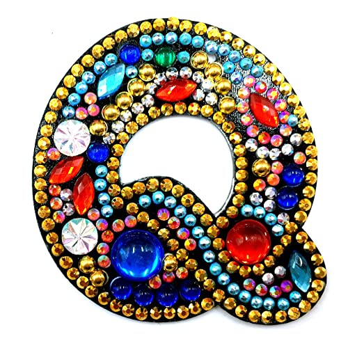 MEDOYOH DIY Letters "Q" Diamond Painting Key Chains, Double-Sided Retro DIY Diamond Painting Kits Keychain - Image 2