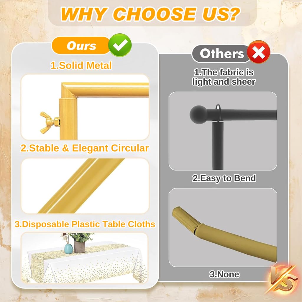 Balloon Arch Stand - Gold Backdrop Decoration -5