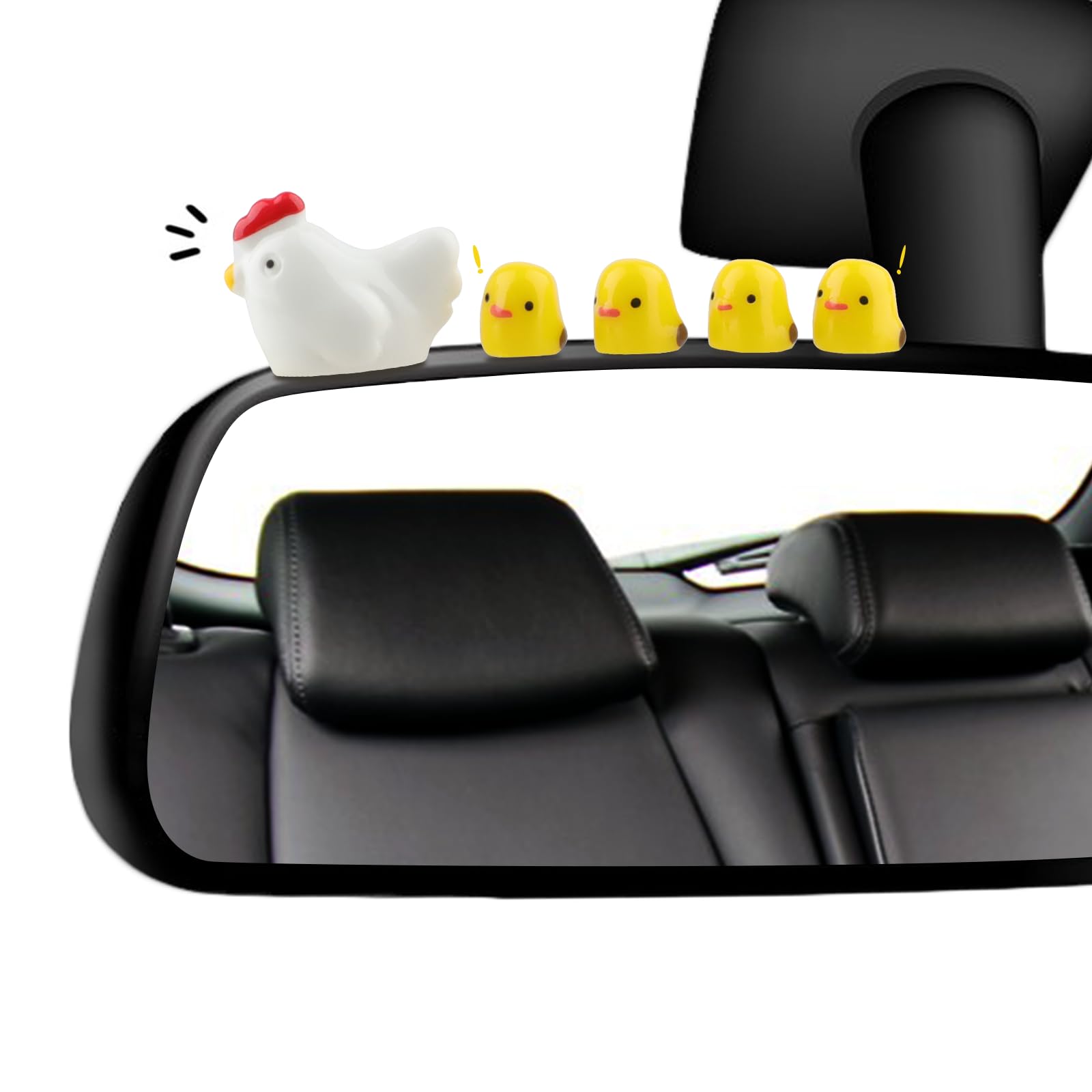 Mini Chickens Car Dashboard Decors 20 Pieces Cute Rearview Mirror Ornaments Funny Interior Car Accessories for Automotive Window