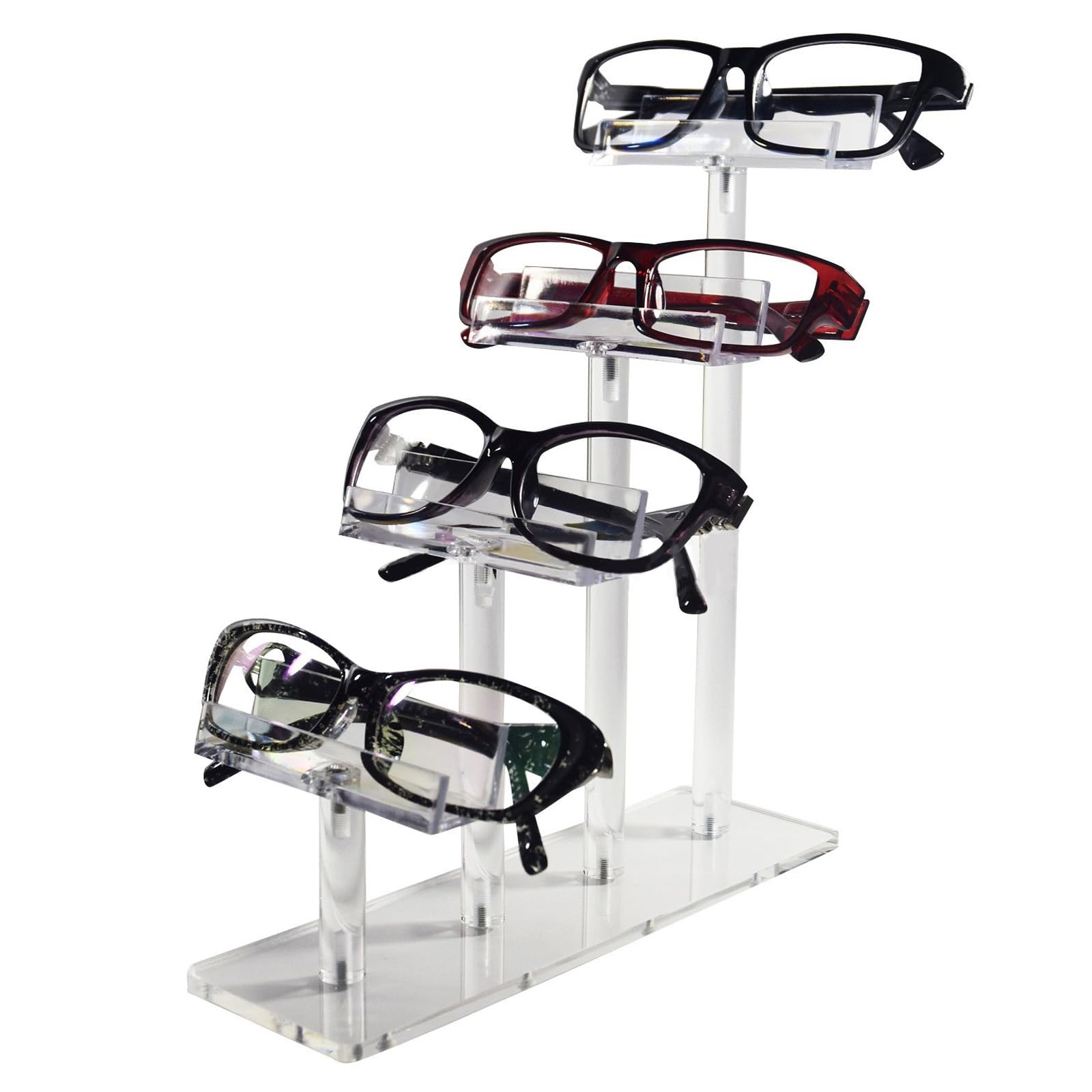 Présentoir à lunettes de soleil en acrylique à 3, 4 ou 6 niveaux pour ranger vos montures à la maison