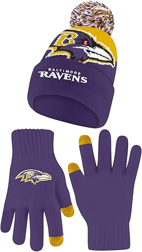 Miniatura 1 de Ultra Game NFL Mens Womens Super Soft Winter Beanie Knit Hat with Extra Warm Touch Screen Gloves