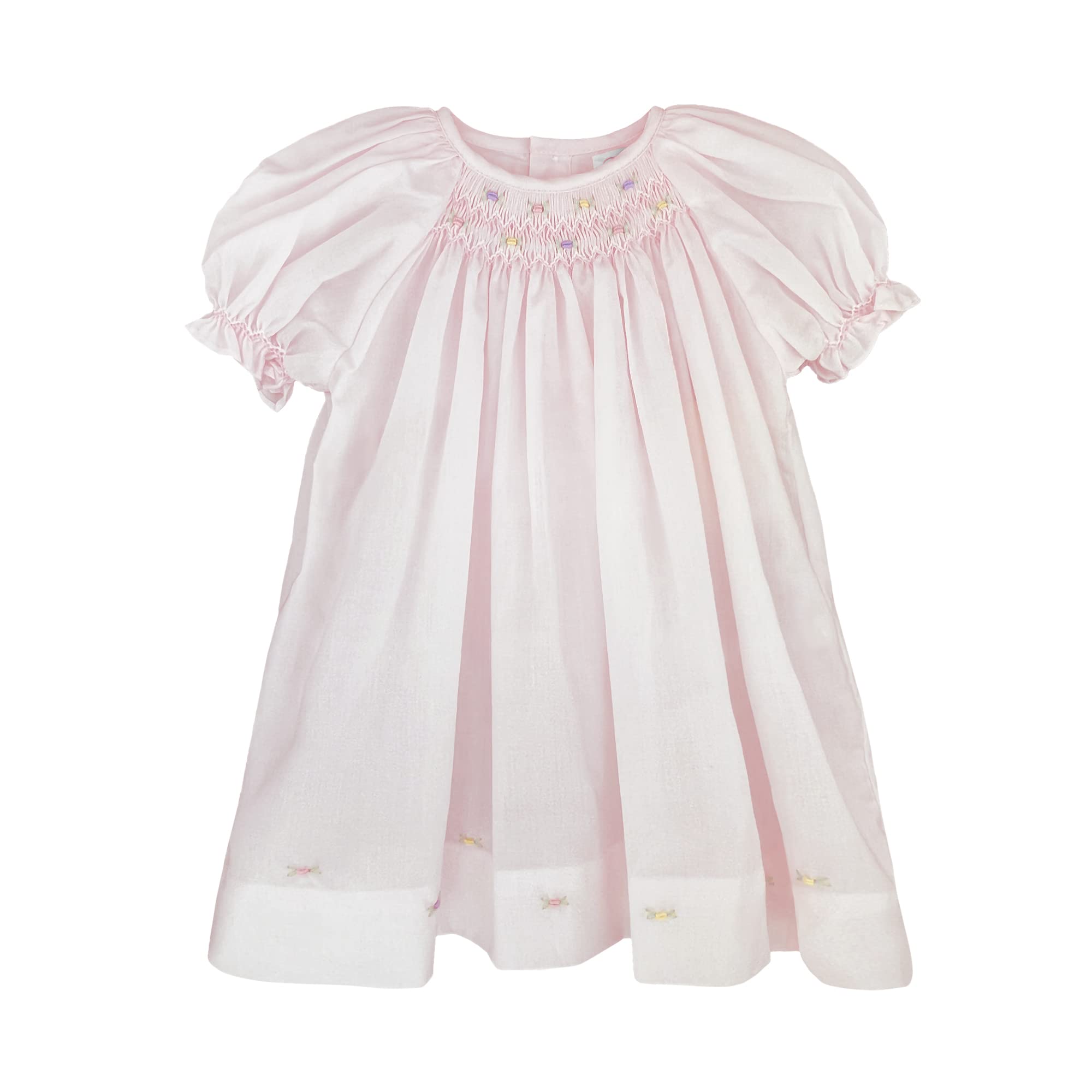 Petit Ami Baby Girls' Daydress with Embroidered Hem, 6 Months, Pink