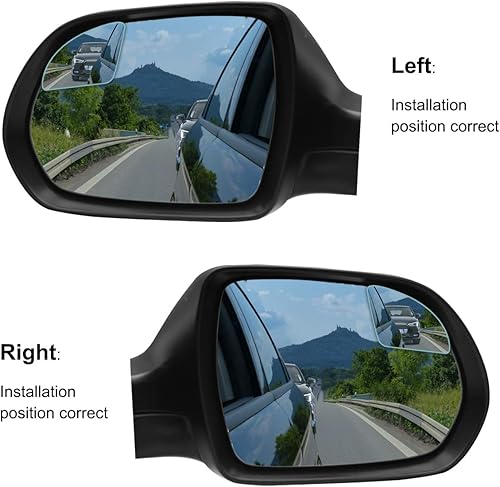 Miniatura 7 de POMFW - Espejo retrovisor convexo de punto ciego, ajustable, sin marco, de gran ángulo, con forma de ventilador, de cristal HD, adhesivo 3M para
