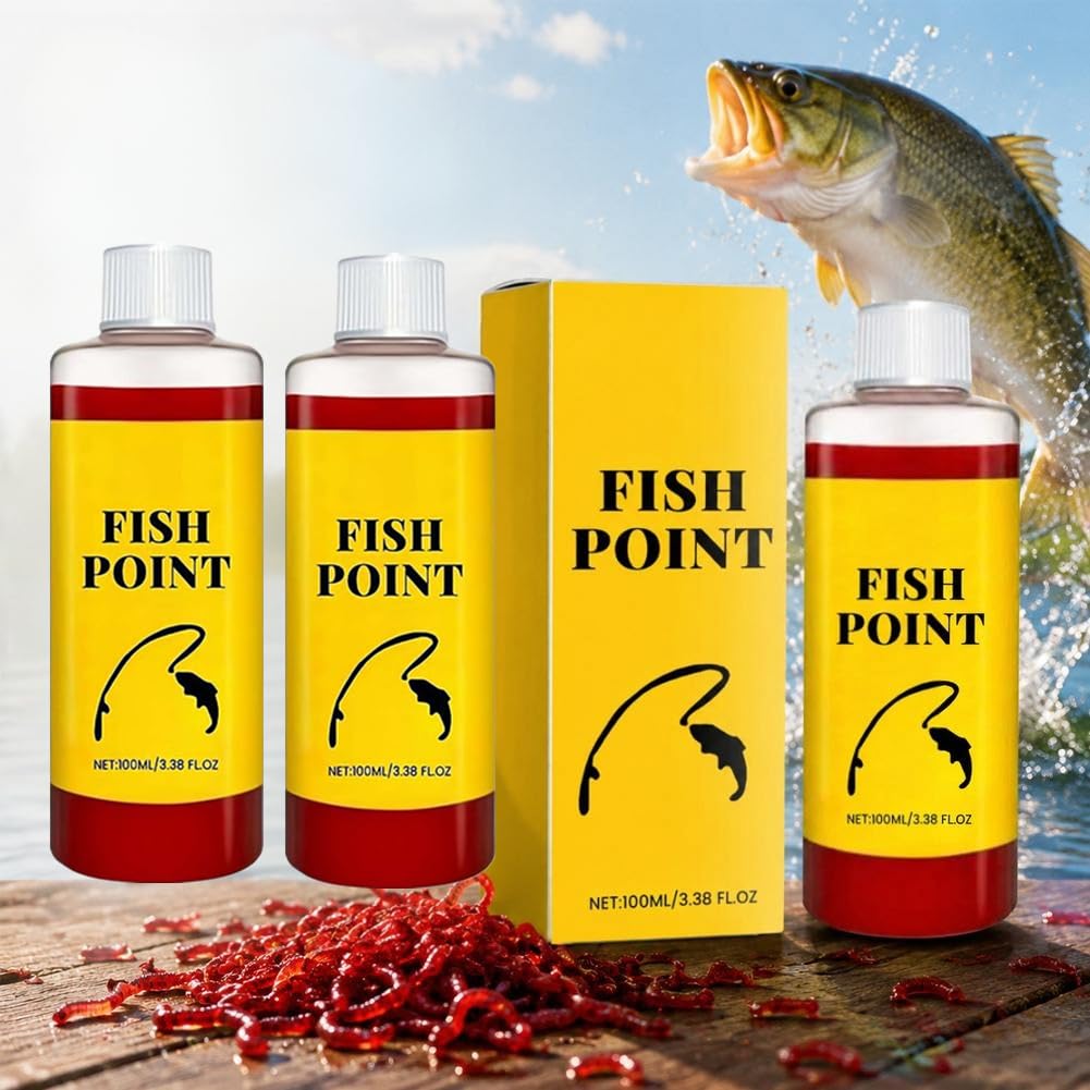 Concentrated Fish Attractant Liquid, 100ml Red Worm Liquid Spray, Fishing Bait Scent Attractant, Panfish and More, Enhances Scent & Improves Biteresponse, Fast-Acting Red Worm Bait Additive
