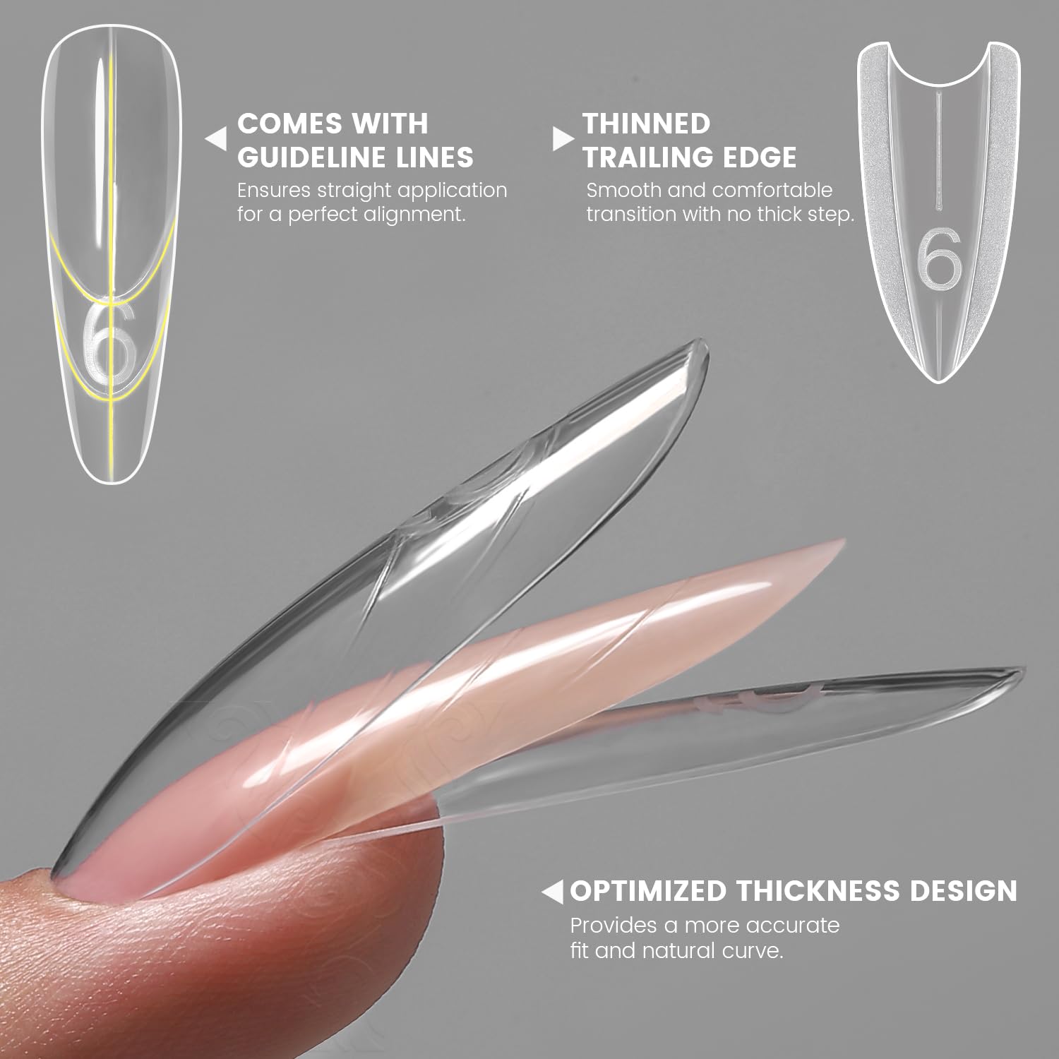 YOKE FELLOW Terminali per Unghie Finte - Modello a Sandwich per Estensione Rapida delle Unghie, Senza Carta, Modelli in Gel UV Cristallo