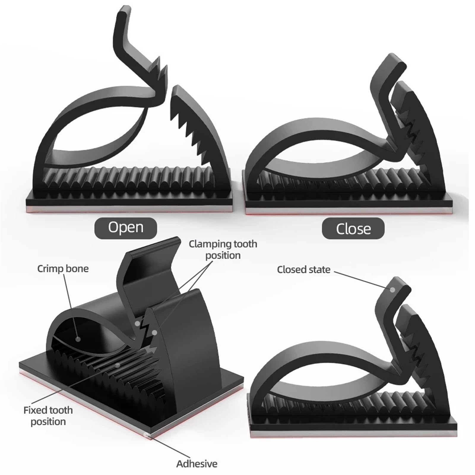 Organizador de cables USB adhesivo, soporte de fijación con clip for cables de coche, abrazadera de montaje ajustable for gestión de cables, enrollador de cables de red for oficina(50PCS-White)