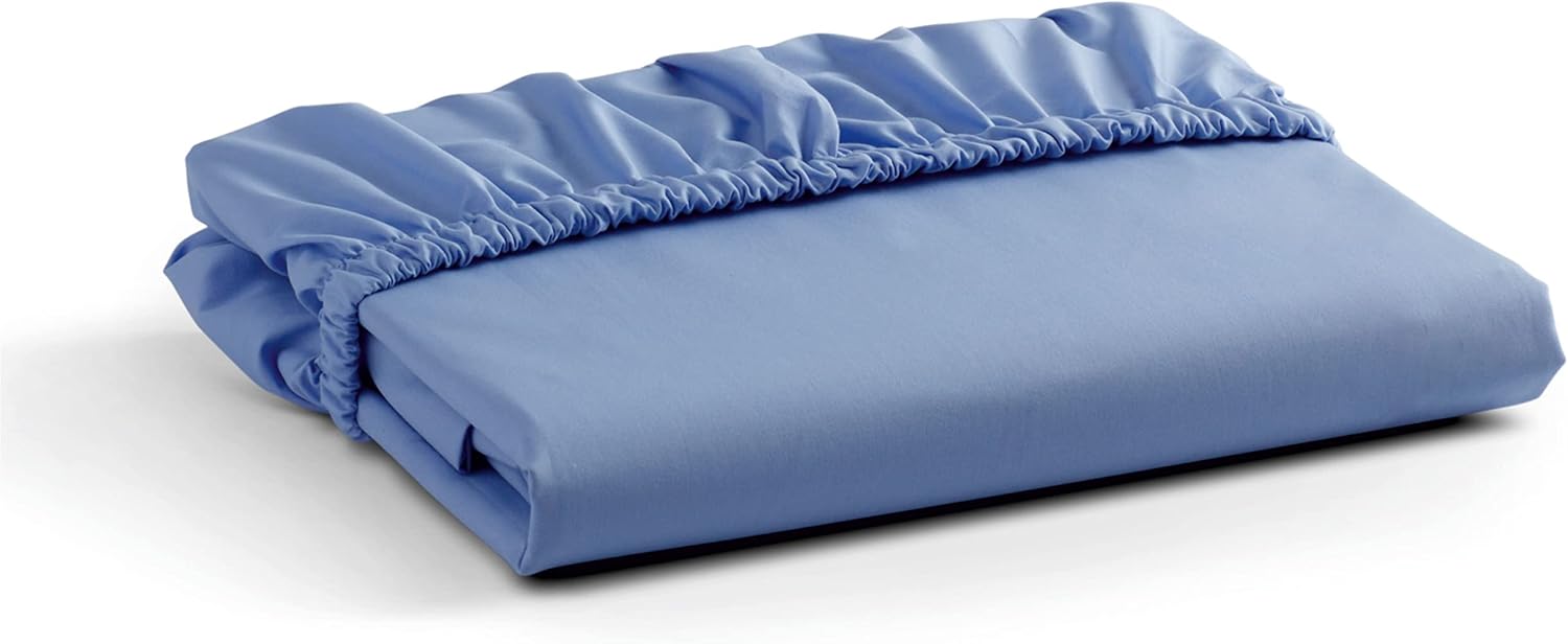 100% Cotton Percale Fitted Sheet Queen Size, Baby Blue, 1 Deep Pocket Fitted Sheet, Crisp and Cool Strong Bed Linen, 60"X80"+15" : Home & Kitchen