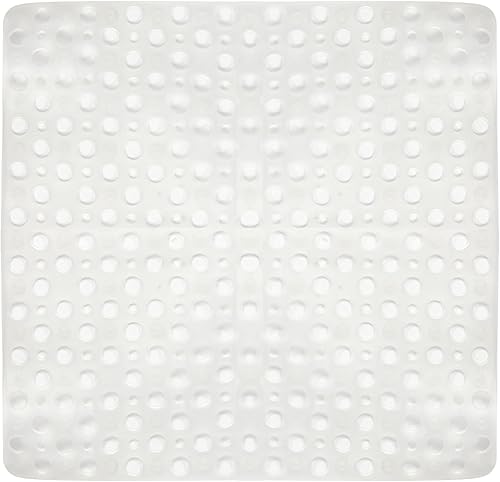 Miniatura 1 de ENKOSI Tapete de ducha cuadrado antideslizante de elastómero termoplástico suave con ventosas y grandes agujeros de drenaje, lavable a máquina para