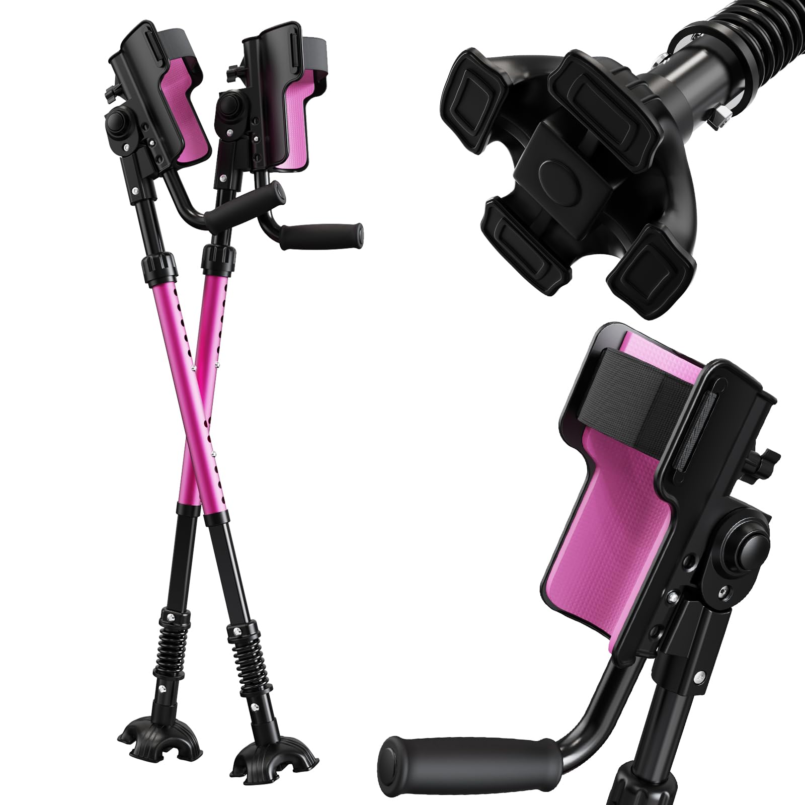 3‑Angle Adjustable Forearm Crutches for Adult Walking, Pink